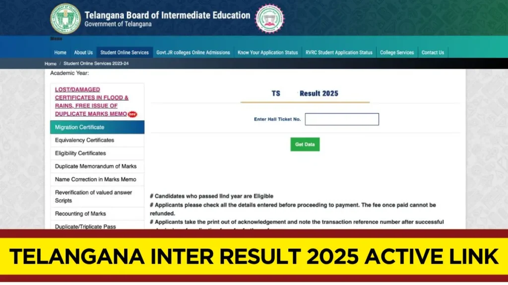TS Inter Results 2025 Manabadi Link